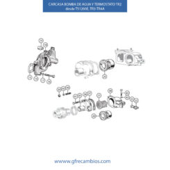 CARCASA BOMBA DE AGUA Y TERMOSTATO TR2 desde TS1200E, TR3-TR4A