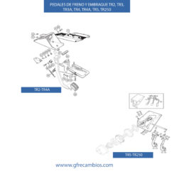 PEDALES DE FRENO Y EMBRAGUE TR2, TR3, TR3A, TR4, TR4A, TR5, TR250