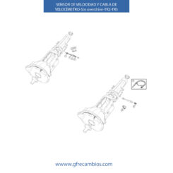 SENSOR DE VELOCIDAD Y CABLE DE VELOCÍMETRO-Sin overdrive TR2-TR5